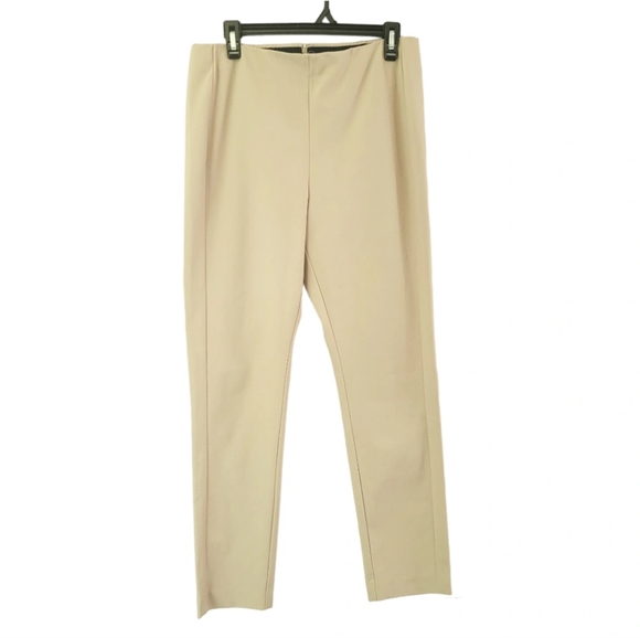 Theory Navalane Becker Stretch Ponte Skinny Pant Tan Size 12 Elastic Waist - Picture 1 of 12